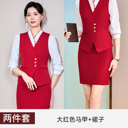 Sales department professional vest suit female stewardess hotel front desk cashier overalls property customer service beautician tooling