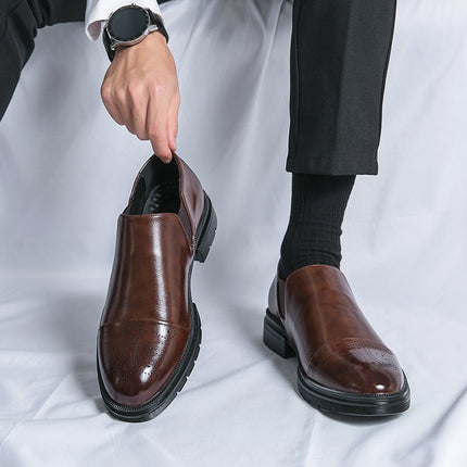 Cross-Border Large Size 46 Men's Shoes Brogue Carved Leather Shoes Business Formal Slip-On Lazy Wedding Shoes Loafers