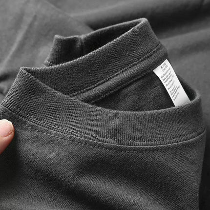 Pure white 250g pure cotton heavy thick opaque short sleeve men's light gray loose casual bottoming shirt top T-shirt