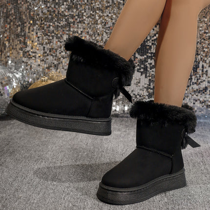Foreign Trade Cross-Border Large Size Fashionable and Comfortable Snow Boots for Women 2025 New Bow Sleeve Thick-Soled Short Boots