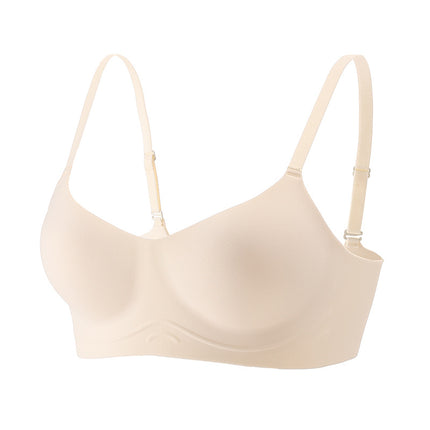 Large Bust Seamless Bra, One-Piece Thin Style Without Underwire, Anti-Sagging, Side Breast Collection, Bridal Wedding Dress Red Bra, Push-Up