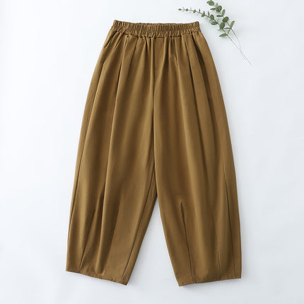 in stock Real Shot Loose Cotton and Linen Wide-leg Pants Women's 2025 Spring New chubby girl plus size Casual All-match Slim Pants