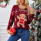 Burgundy led luminous lantern christmas sweater / S