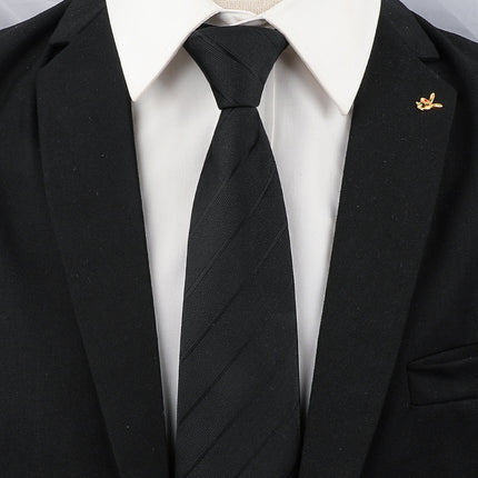 Men's Black Tie Men's Formal Wear Korean Style 8cm Student Women's Suit Business Lazy Zipper Wedding Professional Fashion