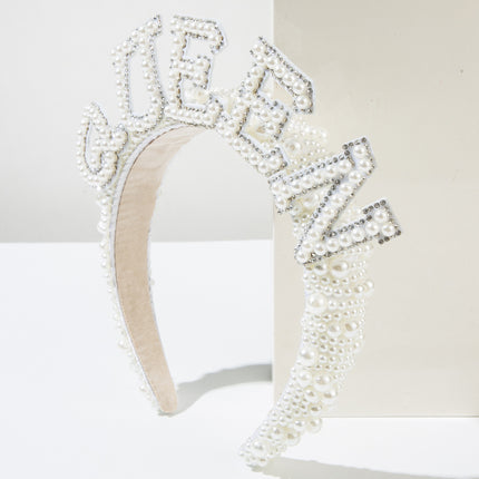 European and American Cross-Border Bride Pearl Headband Veil Hair Accessories Wedding European and American Party Supplies Wholesale
