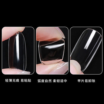 Cross-border nail transparent glossy nail patch fake finger ultra-thin seamless nail patch 550 pieces/boxed porcelain white box nail patch