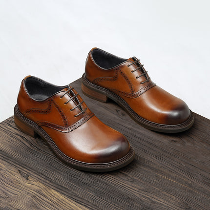 Men's Genuine Leather Shoes 2026 New Style Business Casual Wide-Footed Men's Shoes British-Style Brogue Oxford Shoes