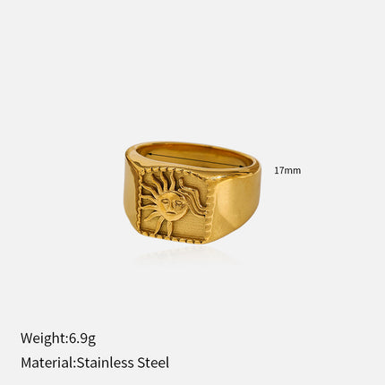 European and American Cross-Border Geometric Irregular Rings Retro Fashion Texture Furnace Vacuum Gold-Plated Ring Index Finger Ring Wholesale