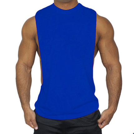 Summer Sports Vest for Men, Loose Fit, Large Slit, Sleeveless Top, Racerback, Muscle-Building, Running, Weightlifting, Plus Size Gym Vest