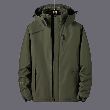 Men's and women's LOGO work clothes windproof waterproof outdoor mountaineering clothing plus velvet warm hooded coat wholesale