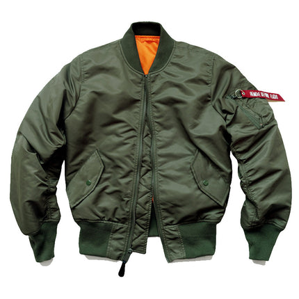 American Style Thickened Baseball Suit Autumn and Winter Army Green MA-1 Bomber Jacket plus size Vertical Collar Tooling Jacket for Men