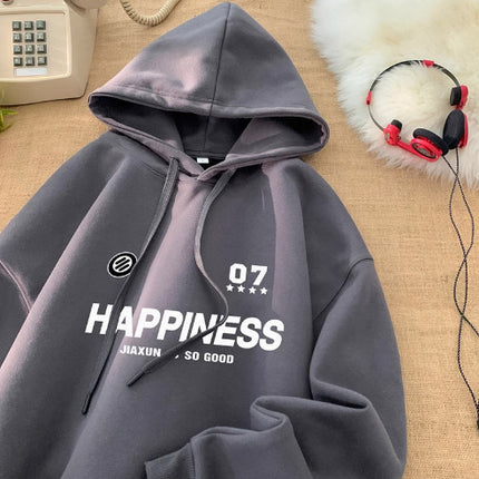 Green Thickened fleece-lined Sweatshirt Jacket Men's Autumn and Winter 2024 New Loose American Ins Fashionable Hooded Boys