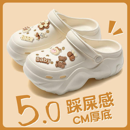 2025 with Little Red Riding Book Explosive Internet Celebrous Cave Shoes Summer Wear Cute Cartoon Thick Sole Non-slip Baotou Slippers