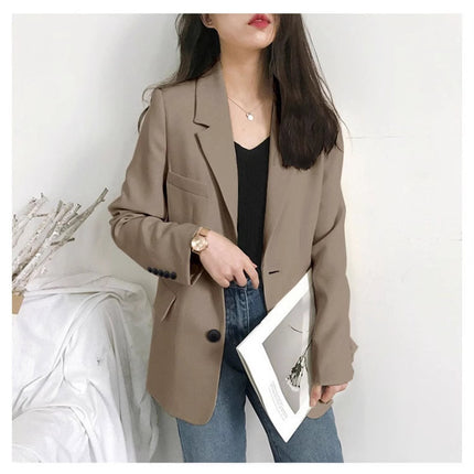Commuting Style Blazer for Women 2025 Korean Version Spring and Autumn Loose Long-Sleeved Suit Jacket Versatile Korean Style Commuting