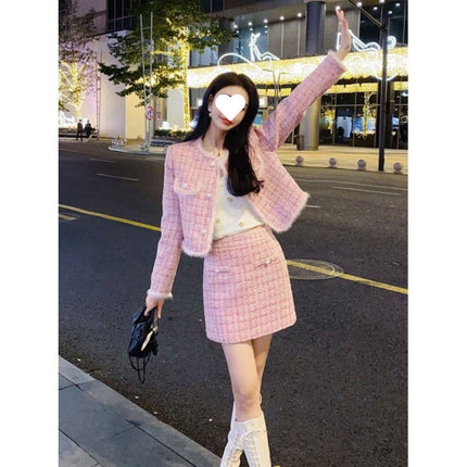 Thickened Small Fragrant Style suit Coat Women's Autumn and Winter 2024 New Arrival Small Autumn and Winter Goddess Wear Two-Piece Set