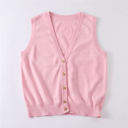 Cyanotic waistcoat [Jizhou Tea Love] JK waistcoat vest v-neck knitted sweater cardigan sleeveless Japanese jk women