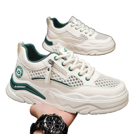 Summer New Mesh Thin Lace-Up Breathable Sneakers Trendy Versatile Shallow Men's Casual Slip-On Shoes