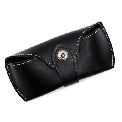 Retro Myopia Glasses Bag Universal Vegetable Tanned Leather Creative Portable Glasses Case Genuine Leather Simple Sunglasses Storage Box