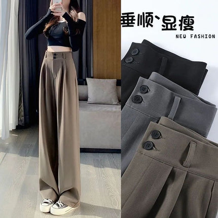Wide Leg Pants Women's Spring and Autumn High Waist Slimming Pear-Shaped Figure Pants Straight Pants Casual Pants for Women