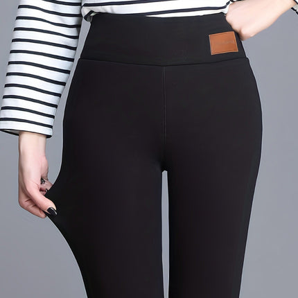 Autumn and Winter New Thick Lamb Fleece Leggings Women's High Waist Elastic Tight Outer Wearing One-piece Pants fleece-lined Warm Cotton Pants