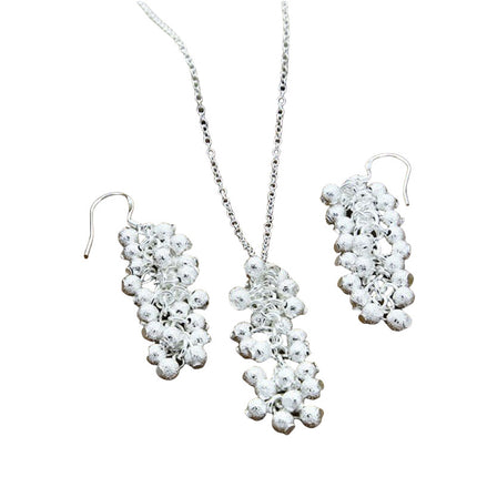 Foreign trade export silver plated multi bead earrings necklace suit Korean best selling in stock supply suit wholesale T040