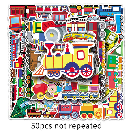 50 cartoon small train creative stickers skateboard luggage stickers laptop car motorcycle decoration