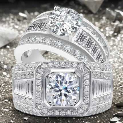 Cross-Border Popular Alloy Ring Accessories, His and Hers Couple Diamond Rings, Zircon Engagement Rings, Starting from One Piece