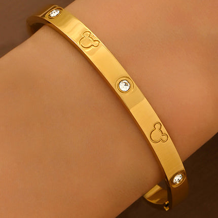 Titanium Steel Bracelet Does Not Fade, Diamond-Encrusted Real Gold Electroplated 18K Gold Stainless Steel Bracelet Douyin Cross-Border Same Style