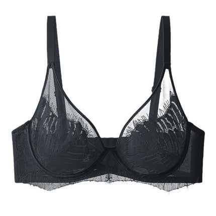Pure Desire Style Ultra-thin Sexy Mesh Lace Underwear Women's Big Chest Showy Small Upper Pin Anti-sagging Breast Bra