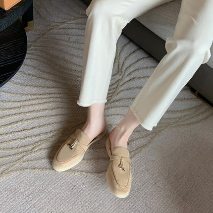Sheepskin Version ~ Lp Tassel Lock Loafer Women's Flats Lazy Slip-On Versatile Soft-Soled Cashmere Flats