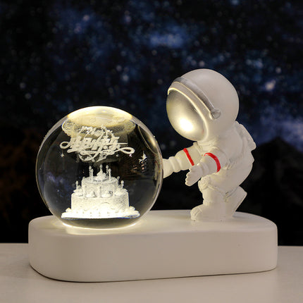 Creative Astronaut Crystal Ball Night Light Resin Crafts Desktop Ornaments Atmosphere Light Souvenir Birthday Gift