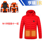 Red dual-control eleven-zone intelligent heating cotton clothing / S