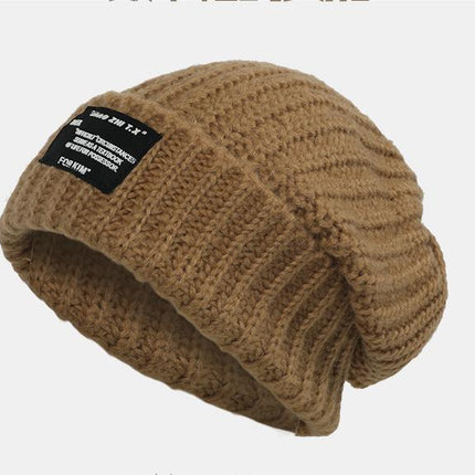 Autumn and winter men's and women's same-style pile cap all-match big head circumference face small wool cap warm cold-proof pullover knitted cap tide