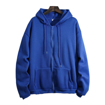 Amazon Aliexpress Cross-Border European and American Clothing 2025 Autumn and Winter Velvet Zipper Loose Pure Color Hooded Sweatshirt for Women