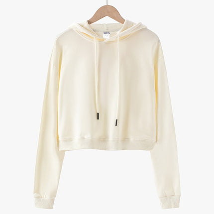 Short W Fashion Crop Top with Hooded Design for Dance Studio Tiktok Live Streaming, Cotton Cross-Border European and American Style Top