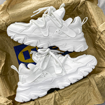 Dad Shoes New Men's Shoes Thick-Soled Height-Increasing White Sneakers Summer Breathable Youth Campus Casual White Shoes