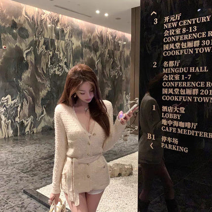 High Version in Stock 2025 Spring New European and American High-End French Celebrity Slim Sequin Knitted Cardigan Jacket for Women