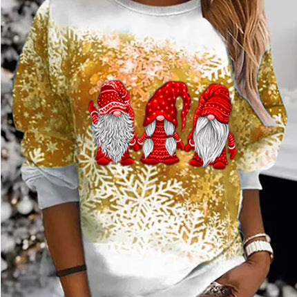 New Product 2025 Autumn and Winter Independent Station Aliexpress Wish Christmas Snowflake Print Round Neck Sweatshirt Women's Tops