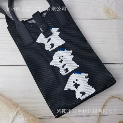 Girl's Heart-Shaped Knitted Crossbody Bag