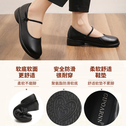 Middle-Aged and Elderly Women's Shoes, Mom Shoes, Summer Soft-Soled Flat Leather Shoes, Soft Leather 2026 New Anti-Slip Single Shoes