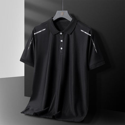 [Fast Delivery] Men's Short-Sleeved Polo Casual Lapel T-Shirt Summer Half-Sleeved Loose Elastic Breathable Top
