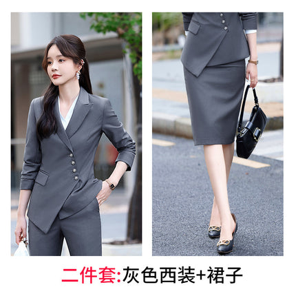 Professional Suit suit Women's Senior Sense 2024 Spring and Autumn New Hotel Front Desk Beauty Salon Overalls Suit Jacket