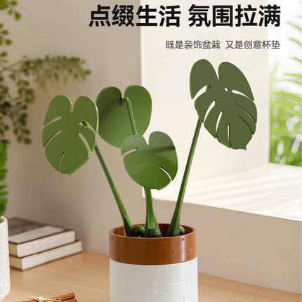 Monstera coaster plant Bamboo Coaster Plant with Magnet 3D Printing Cross-border Explosions
