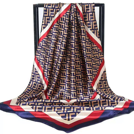 Mother's Day Gift Factory Direct Smooth Satin 90 Large Square Scarf Headscarf European and American Style Oil Painting Silk Scarf Women's Shawl Wai