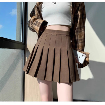 Women's Solid Color High Waist Pleated Skirt, Summer Casual A-Line Mini Skirt Ladies Daily Wear Bottoms Skirts