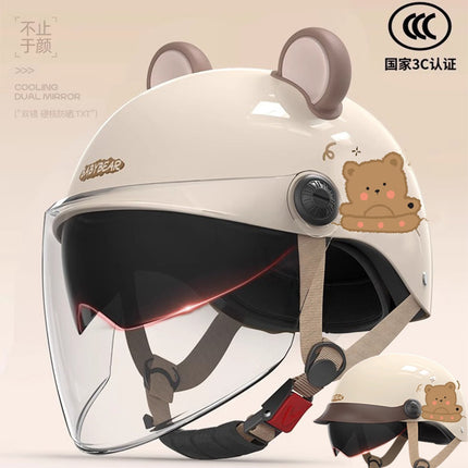 3C certification electric car helmet men's and women's summer safety helmet battery motorcycle sunshade light half helmet