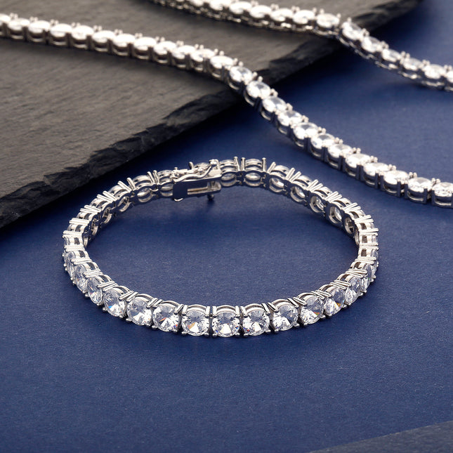 5mm Cross-Border Simple and High-End Tennis Bracelet Full of Diamonds, Zirconia Titanium Steel Bracelet, Men's and Women's Jewelry Bracelet