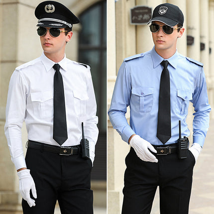 Security White Security Shirt Work Clothes Men's Long-sleeved Short-sleeved suit Summer Shirt Women's Security Wear Uniform
