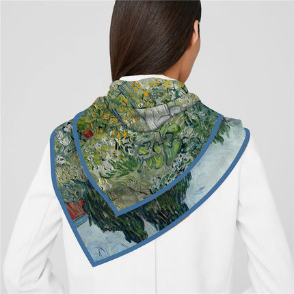 90cm Spring New Van Gogh Oil Garden Fashion Women's Outdoor Shawl Large Square Scarf Scarf Scarf Strapless Scarf