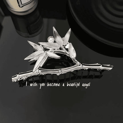 Bamboo Hair Clip Metal High-End Grab Clip Back of the Head Niche Design Hair Accessory Cold Style Silver Shark Clip Hair Grab